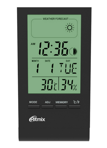 Метеостанция, температура в помещении / влажность в помещении, черный, Ritmix CAT-040