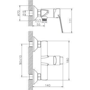 Смеситель для душа Haiba с гигиенической лейкой, хром (HB55559)