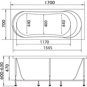 Акриловая ванна Marka One Libra 170х70 с каркасом (01ли1770, 03пу1770)