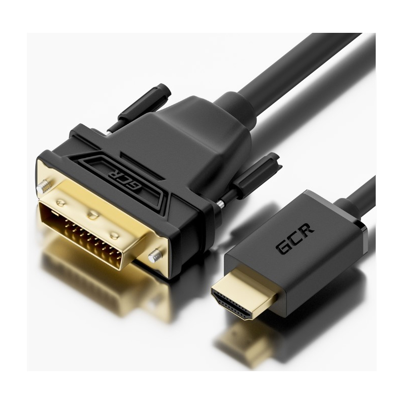 Кабель HDMI(19M)-DVI(25M) v1.4, экранированный, 2 м, черный Greenconnect (GCR-52172)