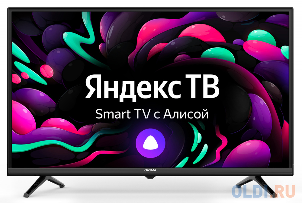 Телевизор LED Digma 32&quot; DM-LED32SBB35 Яндекс.ТВ Slim Design черный/черный FULL HD 60Hz DVB-T DVB-T2 DVB-C DVB-S DVB-S2 USB WiFi Smart TV