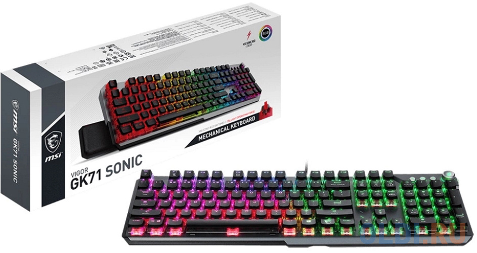 Gaming Keyboard MSI VIGOR GK71 SONIC, Wired, Mechnical, with Multimedia functions, Light & Fast Red MSI Sonic Switch, incl. Wrist Rest, RGB, Black