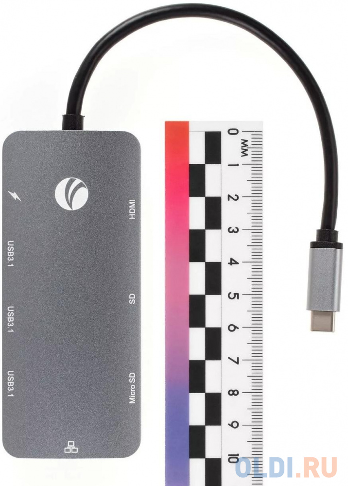 Кабель-адаптер USB3.1 Type-CM-->HDMI 4K*60Hz +3USB3.1(10Гбс)+RJ45+TF+SD+PD VCOM <CU4641>