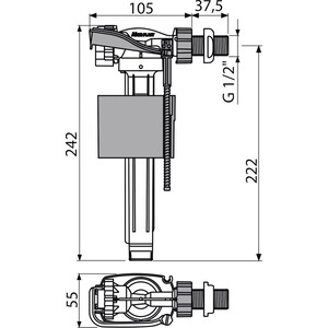 Впускной механизм AlcaPlast с боковой подводкой для керамических бачков (A150-1/2'')