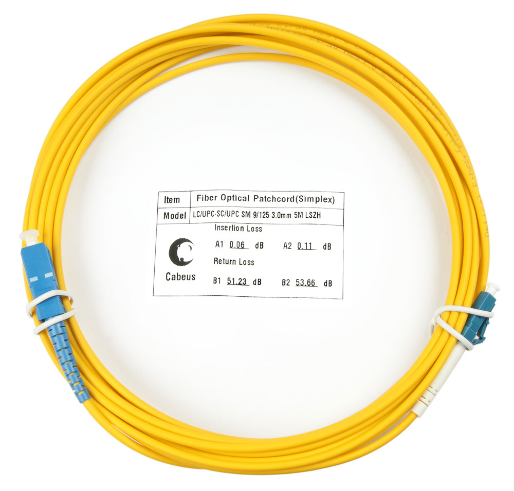 Патч-корд оптический Cabeus FOP(s)-9-LC-SC-3m, LC/UPC-SC/UPC, одномодовый, 9/125, OS2, одинарный, 3 м, LSZH, желтый (FOP(s)-9-LC-SC-3m)