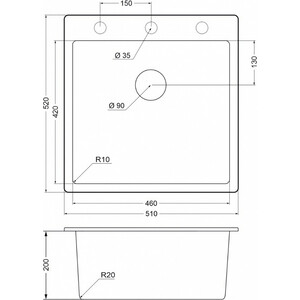 Кухонная мойка EMAR EMQ-1510.Q антрацит в Москвe