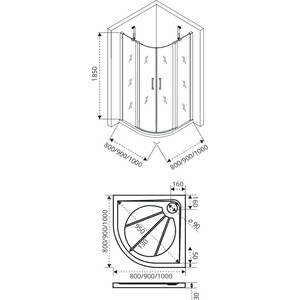 Душевой уголок Good Door Pandora R 90x90 прозрачный, хром (R-90-C-CH) в Москвe