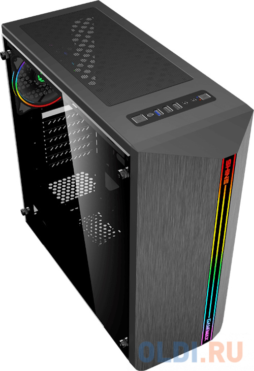 Компьютерный корпус, без блока питания ATX/ Gamemax Shine G517 ATX case, black, w/o PSU,w/1xUSB3.0+2xUSB2.0, HD-Audio , w/1x12mm FR1x12cm Ring ARGB Fa
