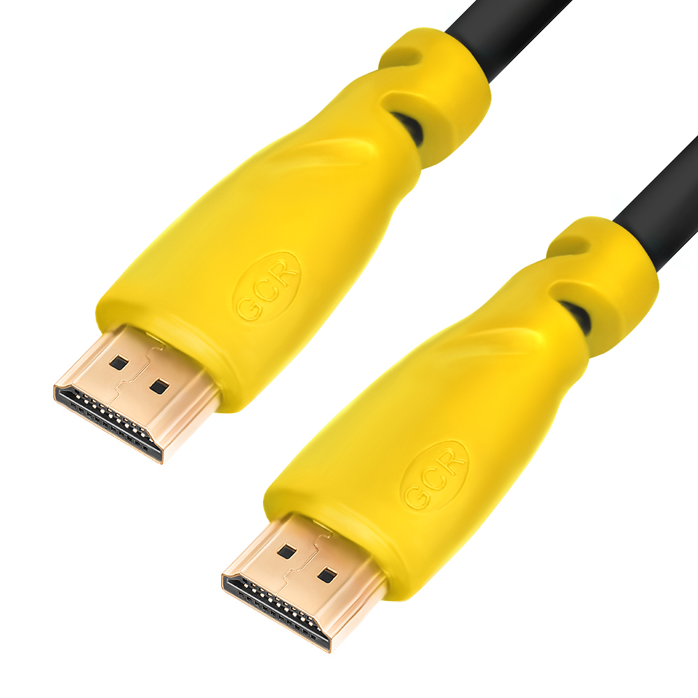 Кабель HDMI(19M)-HDMI(19M) v1.4 4K, экранированный, 5 м, черный/желтый Greenconnect (GCR-HM340-5.0m)