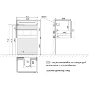 Тумба с раковиной Lemark Buno mini 50х35 белый глянец (LM05BM50T, 551353)