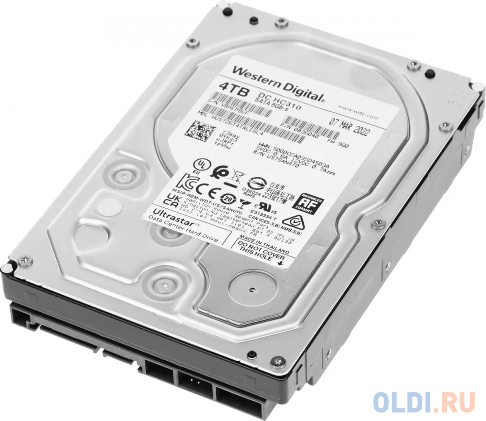 Жесткий диск WD SATA-III 4Tb Ultrastar DC HC310 (7200rpm) 256Mb 3.5" (HUS726T4TALE6L4/0B36040)