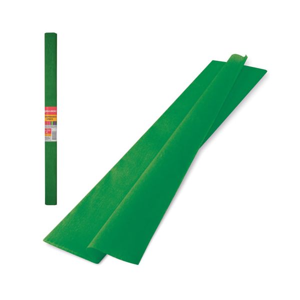 Цветная бумага крепированная плотная, растяжение до 45%, 32 г/м2, BRAUBERG, рулон, темно-зеленая, 50х250 см, 126537, (10 шт.)