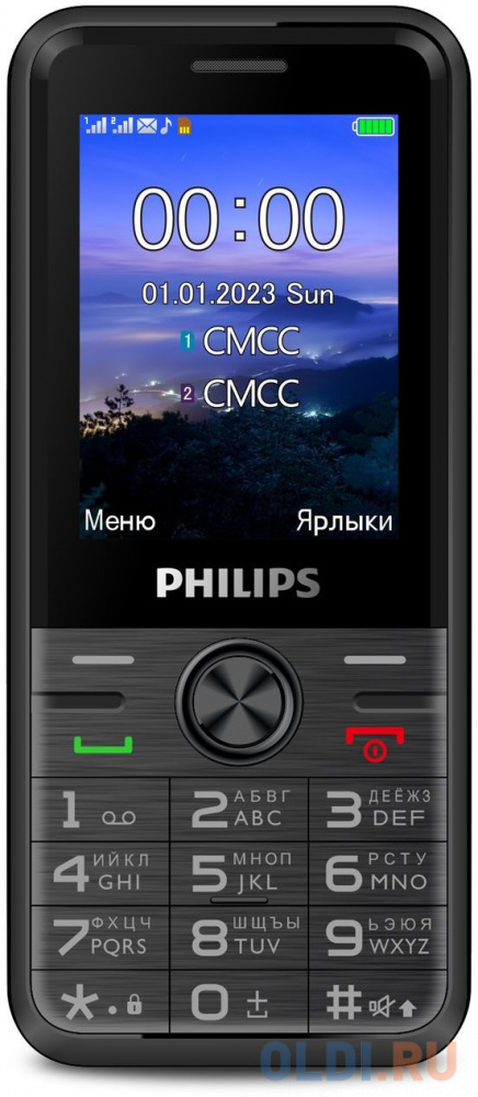 Мобильный телефон Philips Е6500(4G) Xenium черный моноблок 3G 4G 2Sim 2.4&quot; 240x320 0.3Mpix GSM900/1800 FM microSD