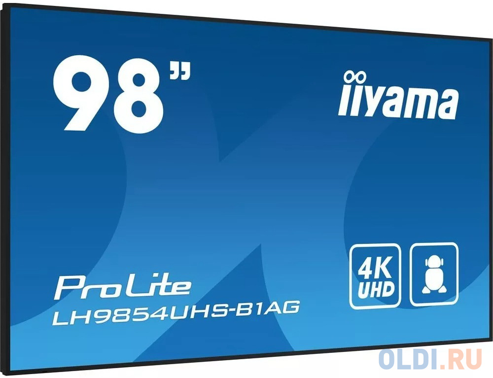 Информационный дисплей 98" 16:9 3840x2160(UHD 4K) IPS, 60 Hz, 500 cd/m, H178°/V178°, 1200:1, 1.07B, 8ms, VGA, 3xHDMI, 2xDP, RJ-45, RS232C, MicroS