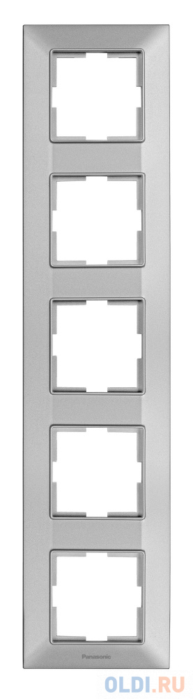 Рамка Panasonic Arkedia Slim WNTF08152SL-RU 5x вертикальный монтаж пластик серебро (упак.:1шт)