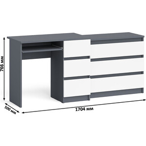Комплект СВК Мори Стол компьютерный МС-6 правый + Комод МК800.1, цвет графит/белый