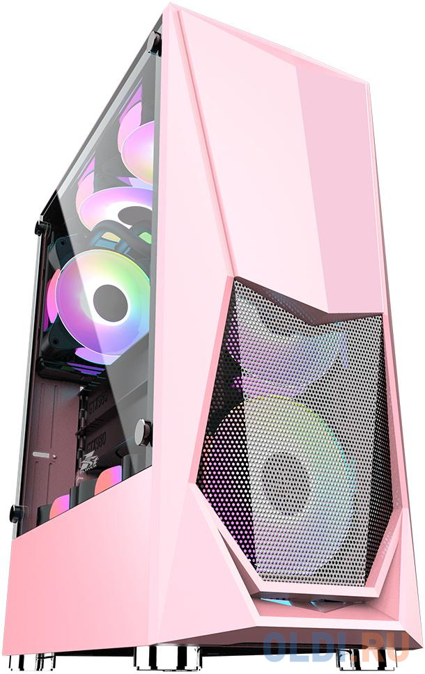 Корпус ATX 1stPlayer DK-3 PINK Без БП розовый в Москвe