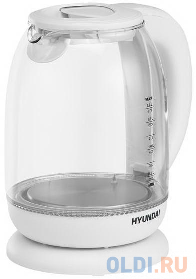 Чайник электрический Hyundai HYK-S3808 2200 Вт белый 1.7 л стекло