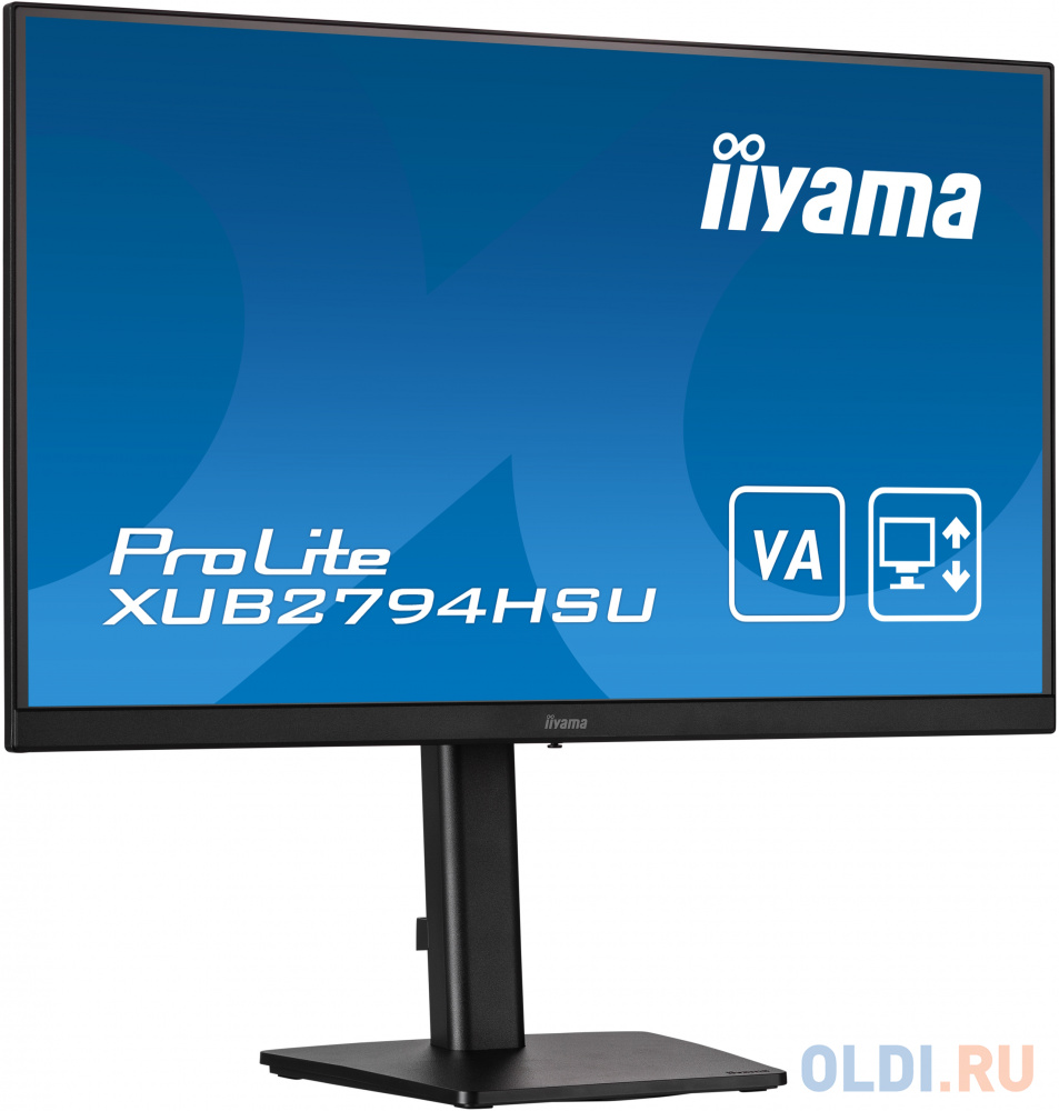 Монитор LCD 27" ETE VA-panel, 1920x1080, 15cm height adj. stand, 250cd/m, 4ms, Speakers, HDMI, DisplayPort, Speakers, USB-HUB 2x 3.0