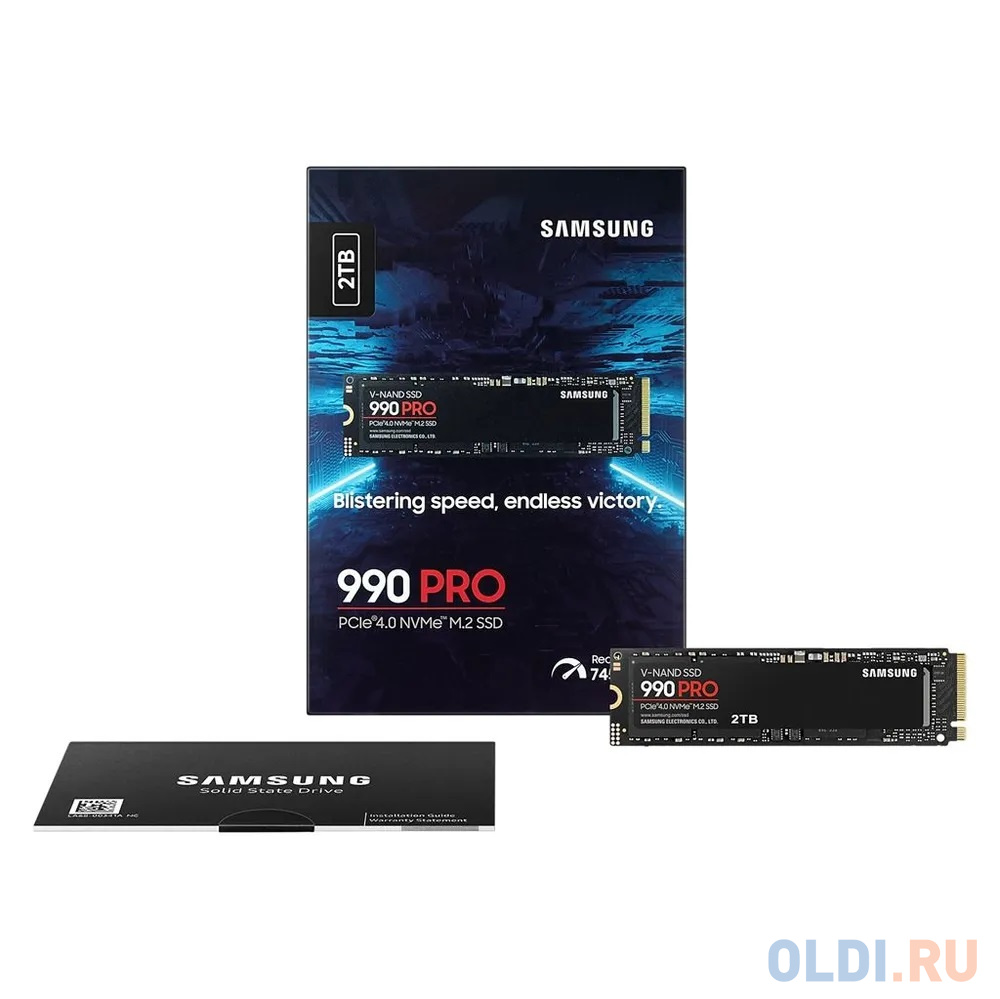 Твердотельный накопитель/ Samsung SSD 990 PRO, 2000GB, M.2(22x80mm), NVMe 2.0, PCIe 4.0 x4, V-NAND TLC, R/W 7450/6900MB/s, IOPs 1 400 000/1 550 000, D