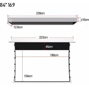 Экран для проектора S'OK серии In-ceiling SCPSMC-186X105ED45 84'' 16:9, потолочный, полотно Anti Light