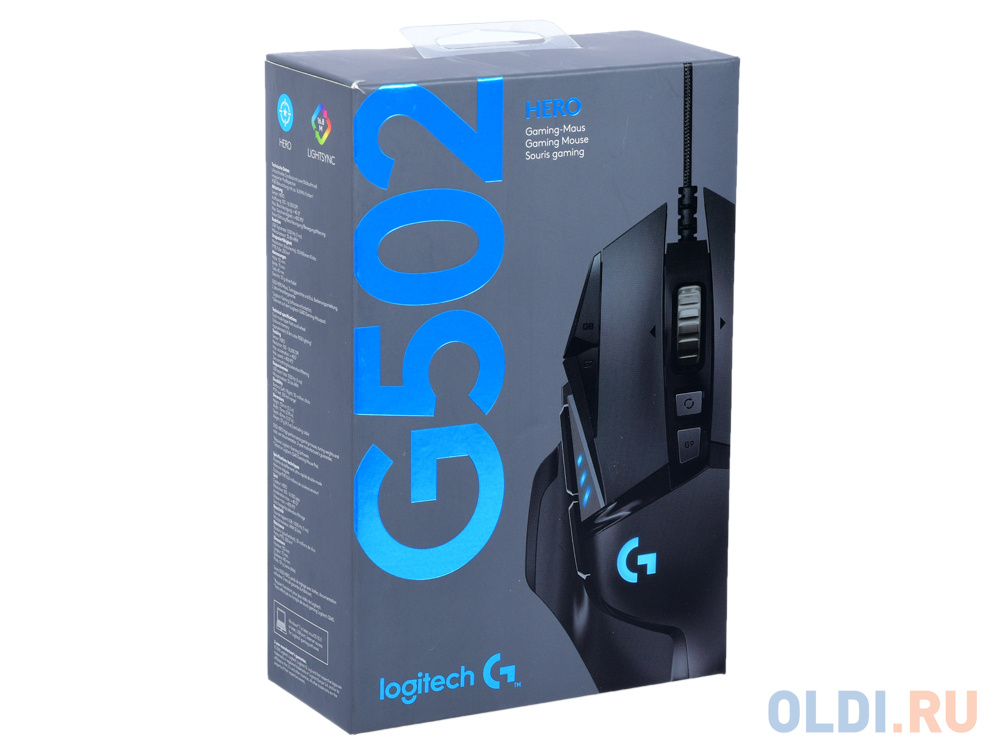 Мышь (910-005470) Logitech G502 Laser Gaming Mouse RGB Tunable 16000dpi USB HERO