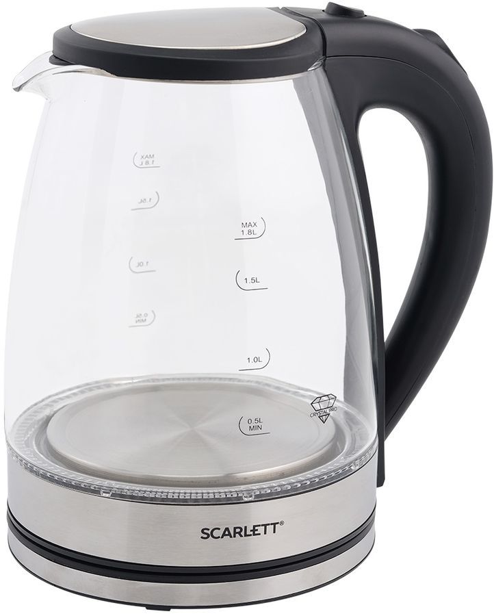 Чайник Scarlett SC-EK27G35 1.8л. 1.8 кВт, пластик/стекло, серебристый/черный