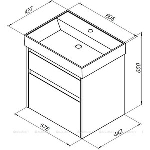 Тумба с раковиной Aquanet Nova Lite 60 два ящика, белый глянец (242575, 242905)