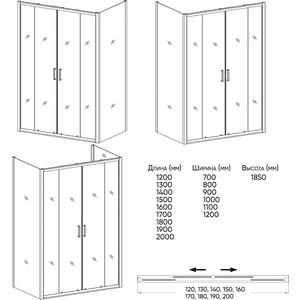 Душевой уголок Veconi Rovigo 140x120 рифленый Pear, хром (RV045-140120PR-02-19C1)