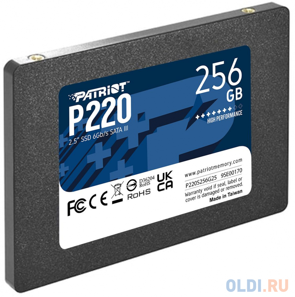 Твердотельный накопитель SSD 2.5" Patriot 256GB P220 <P220S256G25> (SATA3, up to 550/490Mbs, 120TBW, 7mm)