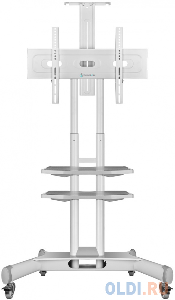 Мобильная стойка ONKRON на 1 ТВ/ 32-65" от 200х200 до 400х600 наклон 0? поворот 0? макс нагр 45,5кг Высота 1200-1500мм, кабель-канал, 2 полки, ре