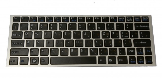 Клавиатура Pitatel для Sony VPC-YA/VPC-YB RU, серебристая/черная (KB-348R)
