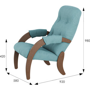 Кресло для отдыха Мебелик Модель 61 ткань ультра минт, каркас орех в Москвe