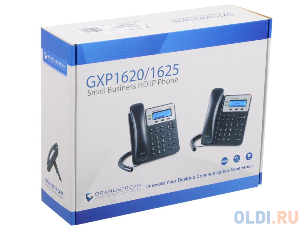 Телефон IP Grandstream GXP1625 2 линии 2 SIP-аккаунта 2x10/100Mbps LCD PoE (Аналог телефона VoIP Yealink SIP-T21P E2, 2 линии, PoE)