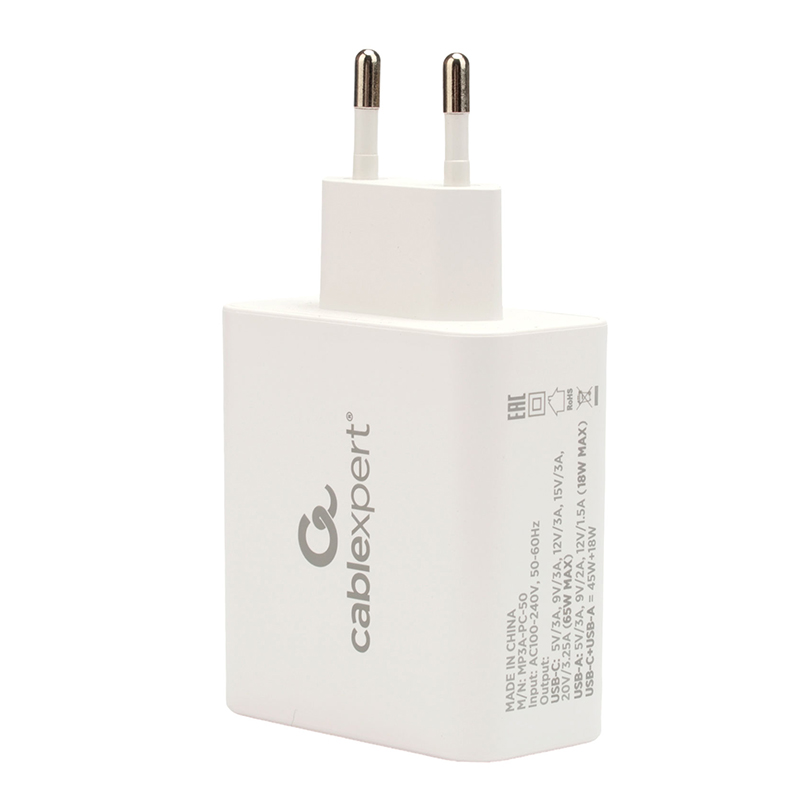 Зарядное устройство Gembird Cablexpert 1xUSB,1xUSB Type-C White MP3A-PC-50 в Москвe