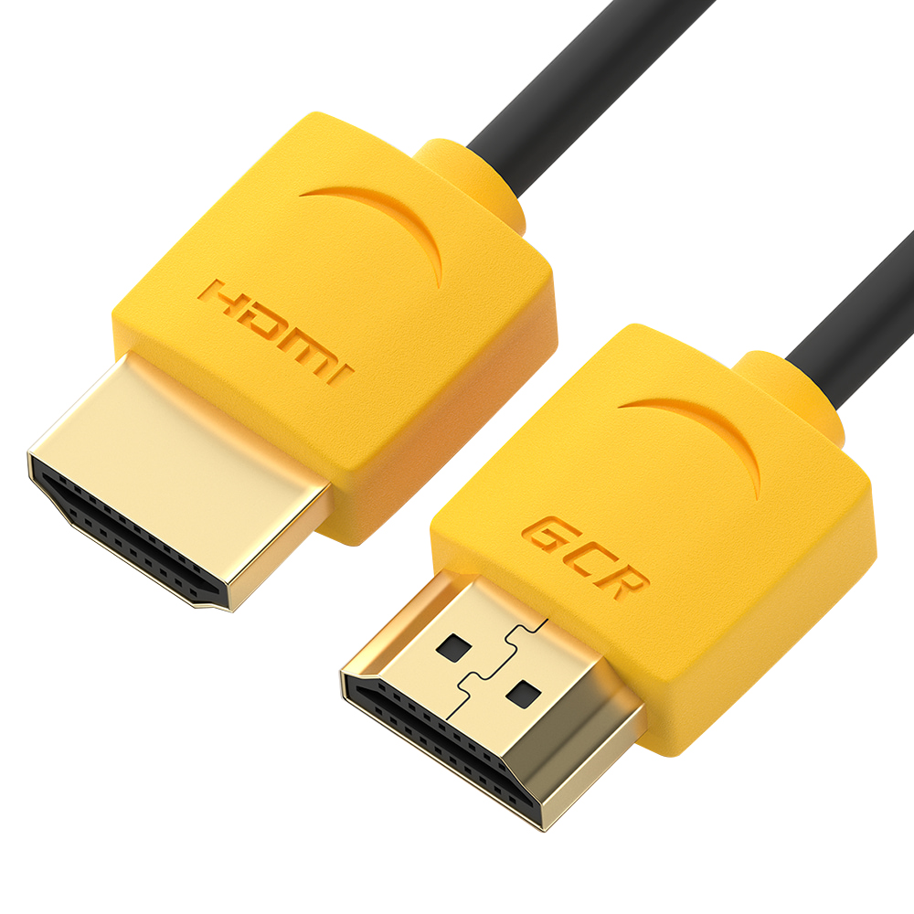 Кабель HDMI(19M)-HDMI(19M) v1.4 4K, экранированный, 2 м, черный/желтый Greenconnect SLIM (GCR-51576)