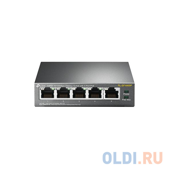 Коммутатор TP-LINK  TL-SF1005P 5-портовый 10/100 Мбит/с настольный коммутатор с 4 портами PoE