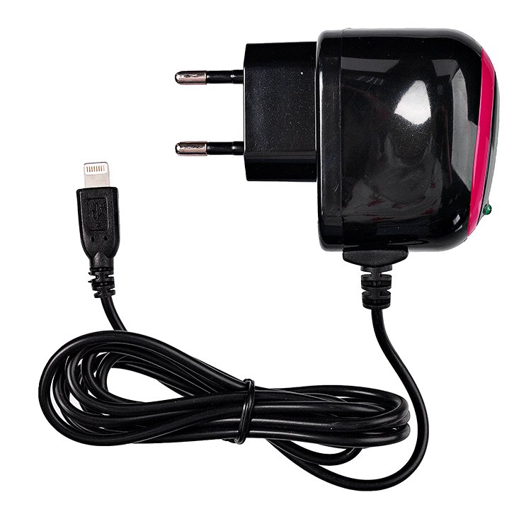 Сетевое зарядное устройство Brera Classic, 2A, черный/розовый (47204), кабель Lightning