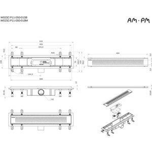 Душевой лоток Am.Pm PrimeFlow затвор Cut Gradient 50 см, хром (W02SC-P11-050-01SB)