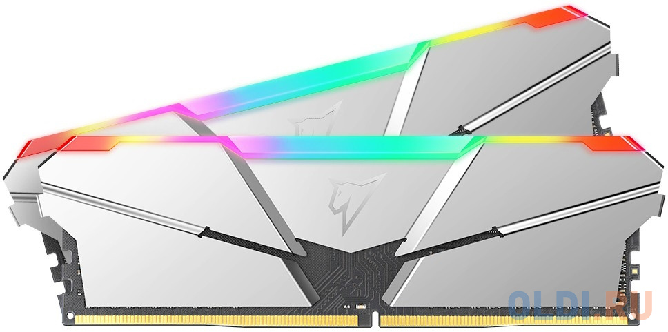 Модуль памяти DDR 4 DIMM 16Gb (8Gbx2) PC25600, 3200Mhz, Netac Shadow NTSRD4P32DP-16SC, RGB, CL16 Silver, 1.35V, с радиатором