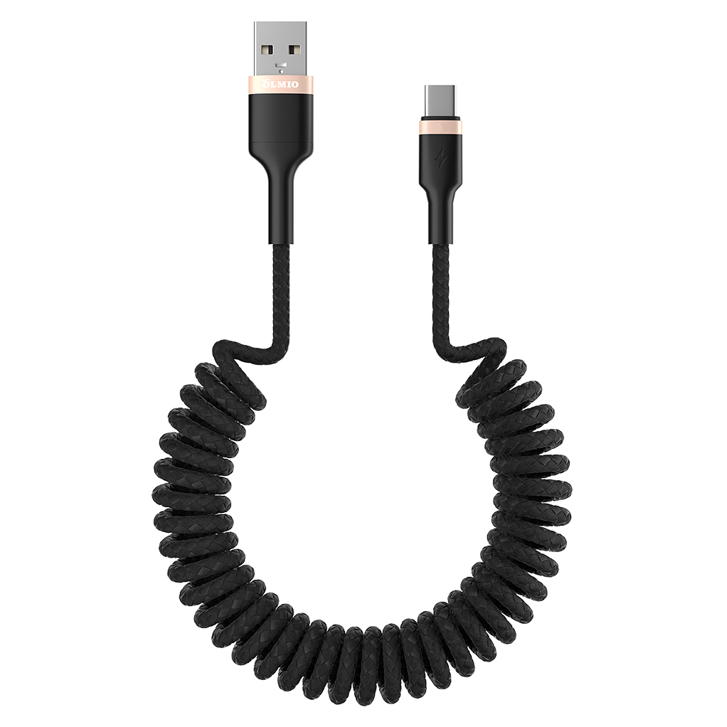 Кабель OLMIO SPRING, USB 2.0 - Type-C, 1.5м, 3A