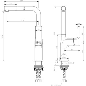 Смеситель для кухни Lemark Ursus черный/золото (LM7205BLR)