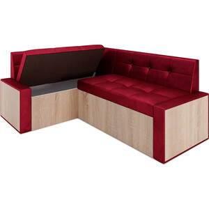 Кухонный диван Mebel Ars Таллин левый угол (бархат красный STAR VELVET 3 DARK RED) 190х83х120 см