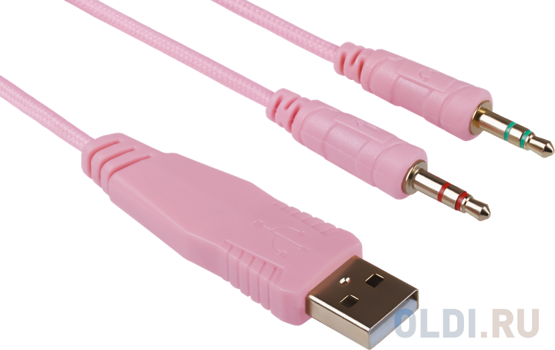 Игровая гарнитура REDRAGON HYLAS розовая (2 x 3,5-мм джек, USB, 50 мм, RGB подсветка)