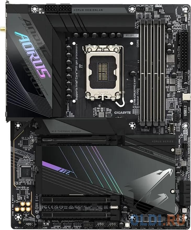 Материнская плата Gigabyte Z790 AORUS PRO X WIFI7 Soc-1700 Intel Z790 4xDDR5 ATX AC`97 8ch(7.1) 5Gigabit RAID+HDMI+DP