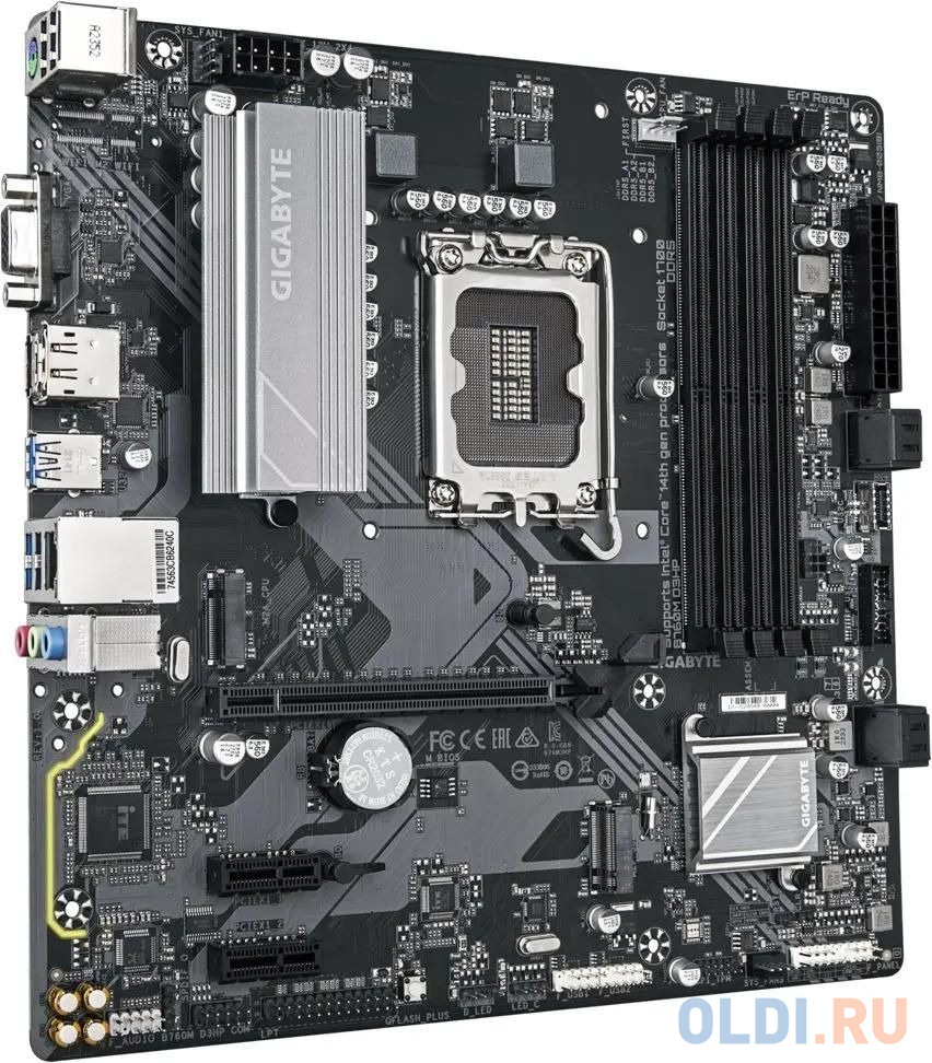 GIGABYTE B760M D3HP, LGA1700, B760, 4*DDR5, 4*SATA, 2*M.2, 3*USB 3.2, 2*USB 2.0, 1*PCIx16, 2*PCIx1, D-Sub+HDMI+DP, mATX