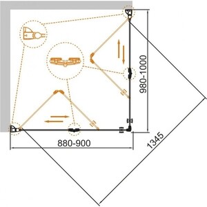 Душевой уголок Cezares ECO-O ASH-2 100x90 прозрачный, хром (ECO-O-ASH-2-90/100-C-Cr)