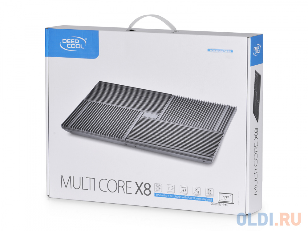 Подставка для ноутбука 17" Deepcool MULTI CORE X8 381x268x29mm 2xUSB 1290g Fan-control 23dB черный DP-N422-X8BK