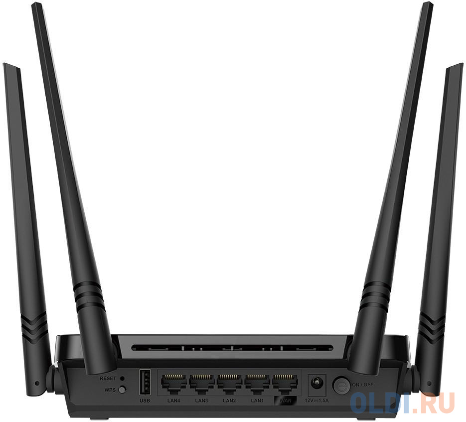 Wi-Fi роутер D-Link DIR-825/RU/I1A 802.11aс 867Mbps 2.4 ГГц 5 ГГц 4xLAN USB LAN черный