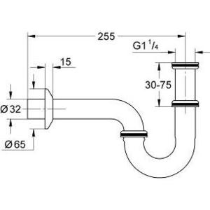 Сифон для раковины Grohe D32 с накидной гайкой 1 1/4, цельнометаллический, хром (28947000) в Москвe